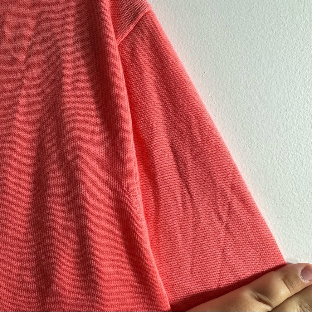 Lands’ End Supima Cotton Cardigan Womens 3X Coral Pink V Neck Button Front - Picture 2 of 5